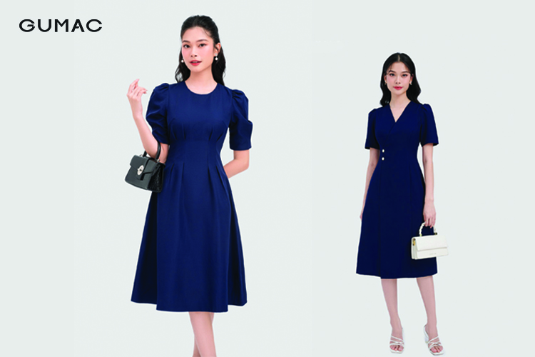 Váy đầm màu xanh dương của thương hiệu GUMAC Váy đầm màu xanh dương của thương hiệu GUMAC