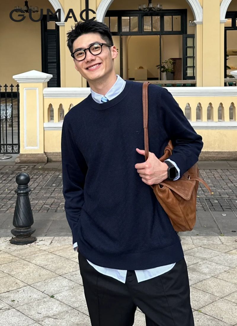 Áo sơ mi phối áo len dáng body cho nam