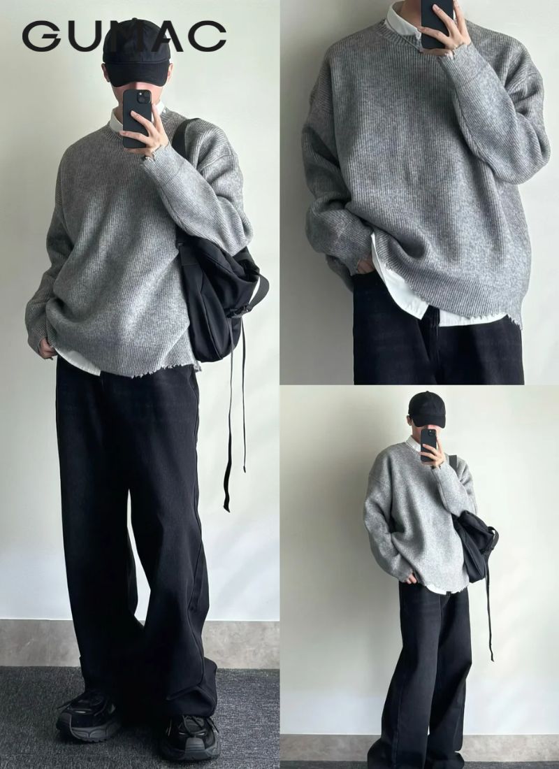 Phối đồ áo sơ mi và áo len nam oversize