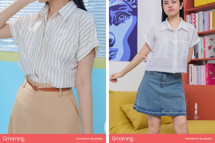 Áo sơ mi Gmorning kiểu tay liền Áo sơ mi Gmorning kiểu tay liền