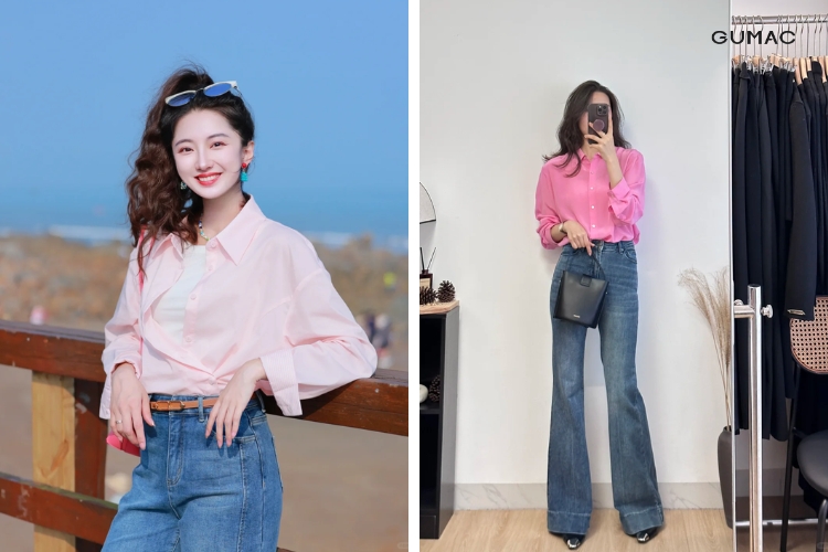 Màu sắc khi phối áo sơ mi quần jeans nữ Màu sắc khi phối áo sơ mi quần jeans nữ