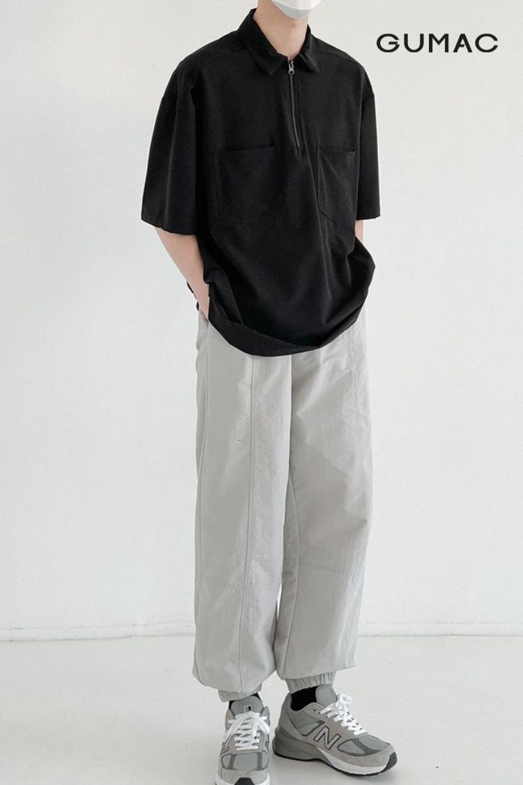 Áo thun rộng nam phối quần baggy kaki Áo thun rộng nam phối quần baggy kaki