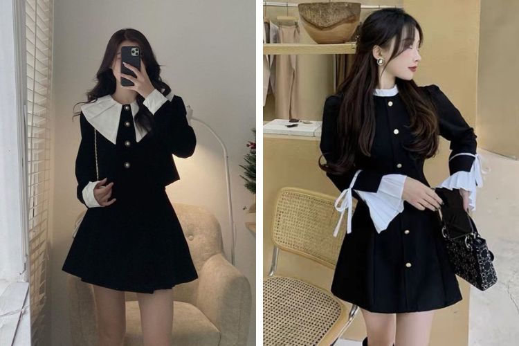 Đầm đen có cổ cho người mập Đầm đen có cổ cho người mập