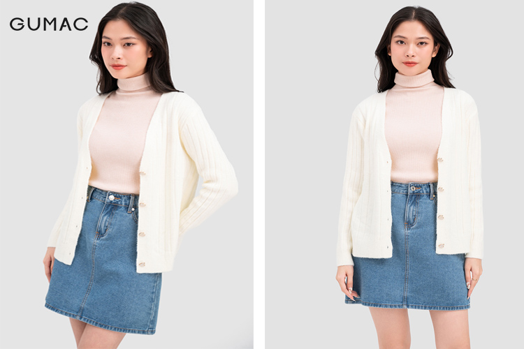 Chân váy midi màu hồng cùng áo len bông Chân váy midi màu hồng cùng áo len bông