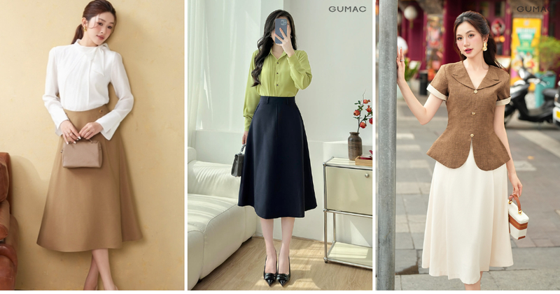 Lưu ý khi các nàng phối và sử dụng chân váy xòe dài.