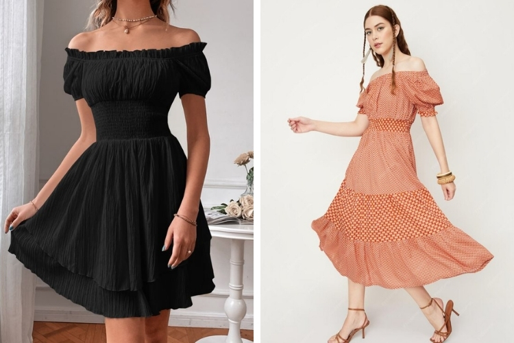 Đầm trễ vai xòe Đầm trễ vai xòe