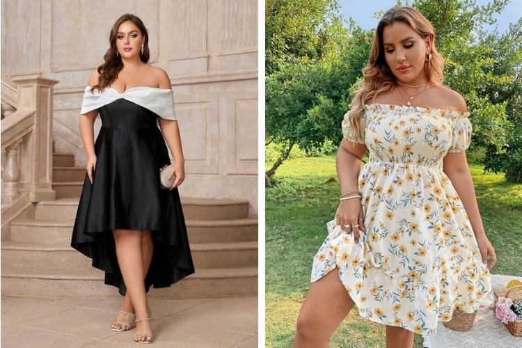 Kiểu đầm trễ vai bigsize cho nàng mũm mĩm Kiểu đầm trễ vai bigsize cho nàng mũm mĩm