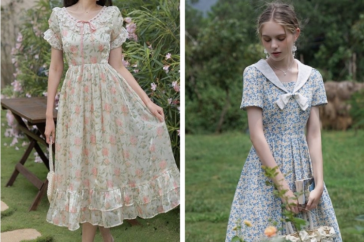 Mẫu đầm vintage hoa nhí nhỏ xinh Mẫu đầm vintage hoa nhí nhỏ xinh