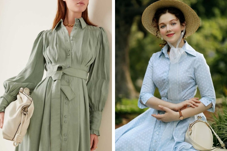 Đầm vintage thiết kế sơmi cổ điển Đầm vintage thiết kế sơmi cổ điển