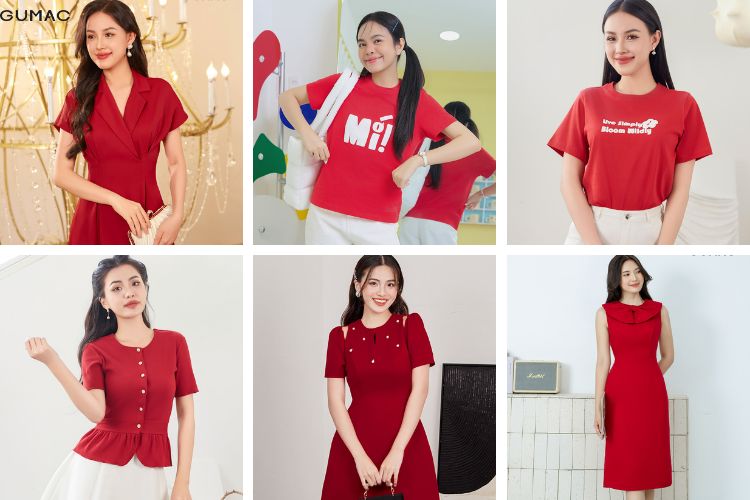 Trang phục đi cà phê màu đỏ