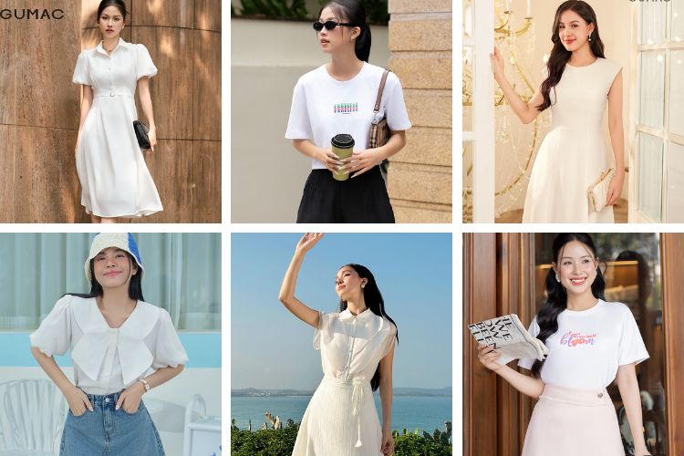 Outfit đi cafe màu trắng