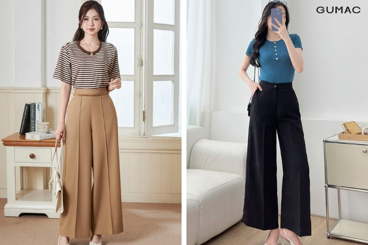 Mặc áo thun với quần ống rộng GUMAC khi đi đồi cát mặc áo thun với quần ống rộng GUMAC khi đi đồi cát