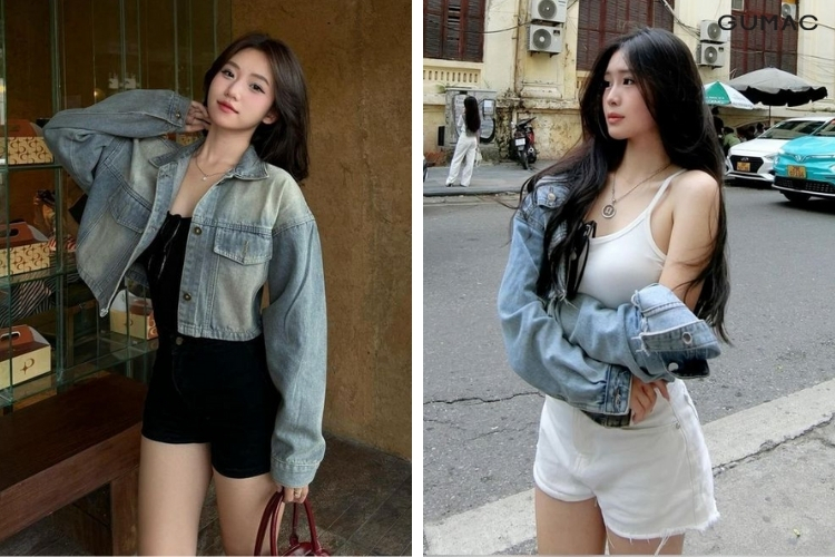 Đi đồi cát mặc áo khoác denim với quần short đi đồi cát mặc áo khoác denim với quần short