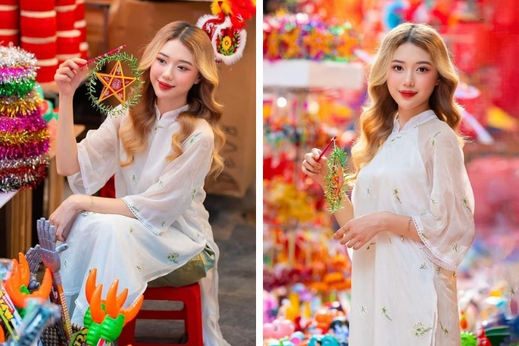 chup anh tại pho den long voi ao dai