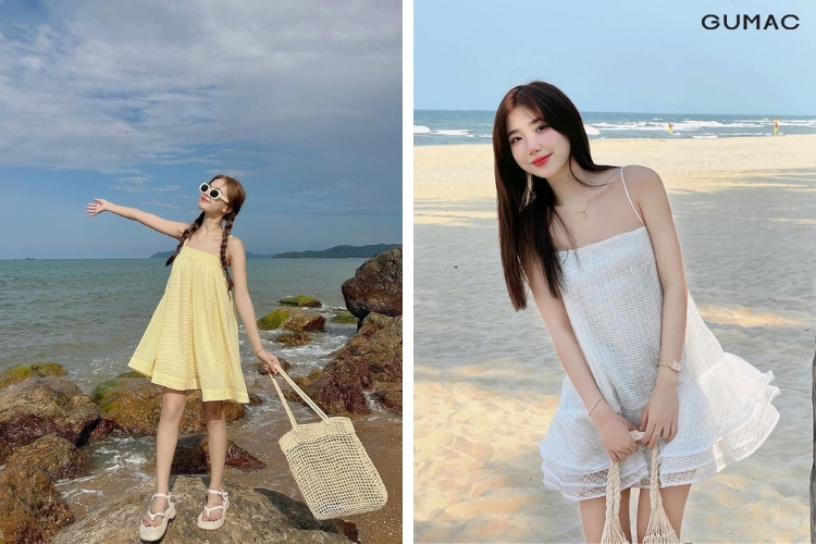 cam hung outfit tu bien xanh hang rai