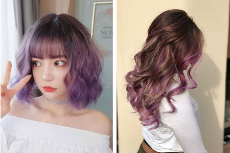 Gợi ý kiểu tóc hợp với màu tím khói Gợi ý kiểu tóc hợp với màu tím khói