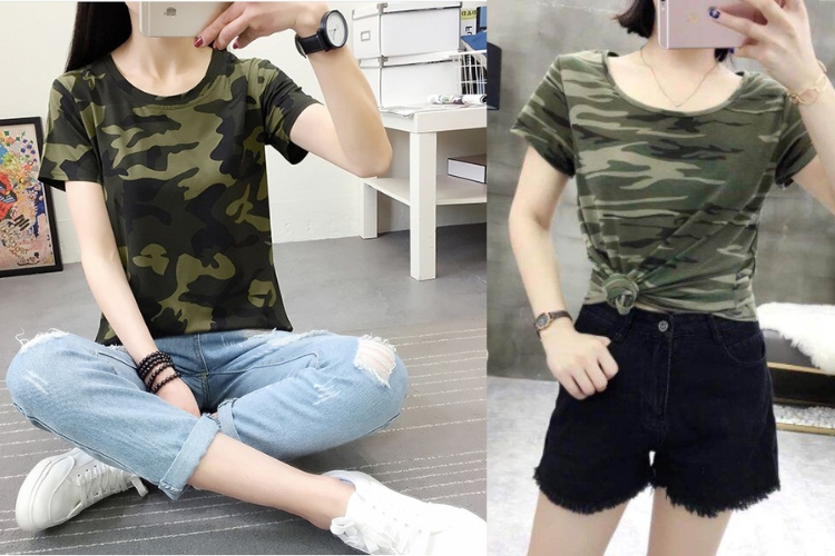 Áo thun họa tiết camo