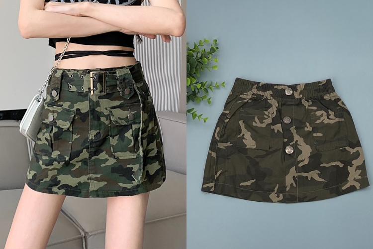 Chân váy có túi hoạ tiết Camo Chân váy có túi hoạ tiết Camo