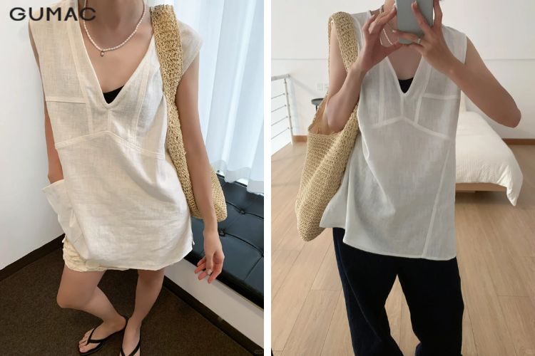 ao co tim tanktop nu