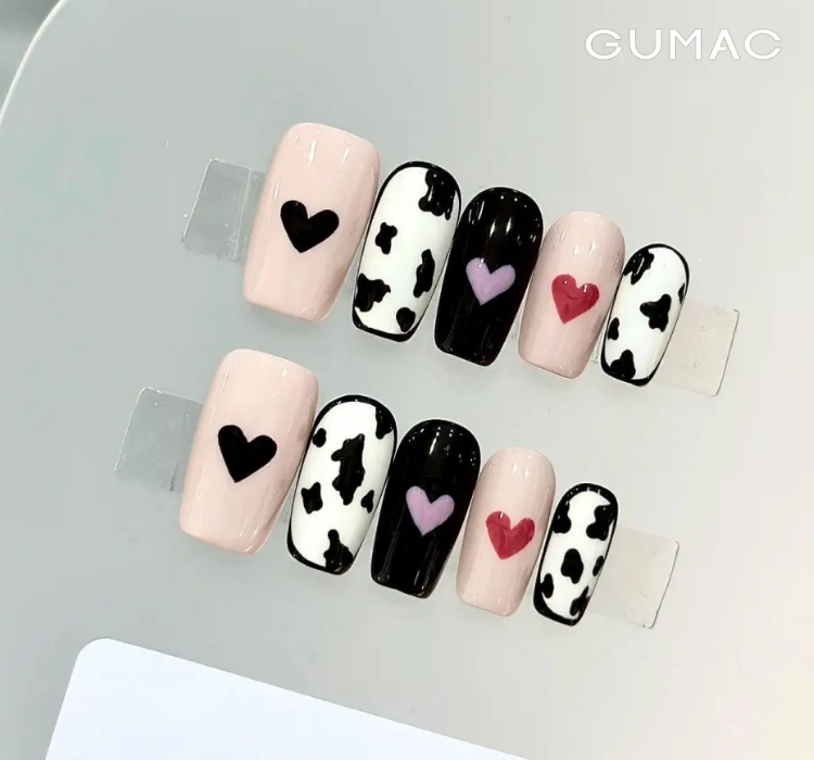 mau nail bo sua ket hop trai tim dep