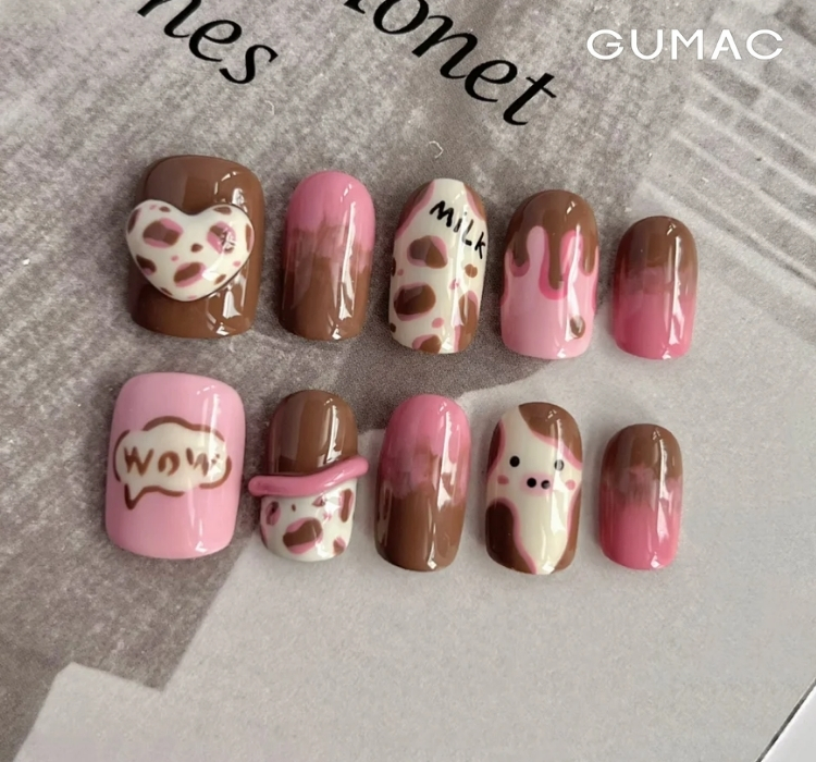 mau nail bo sua mau hong nu tinh