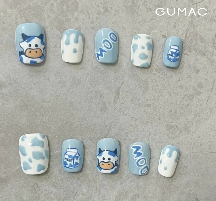 mau nail bo sua xanh tuoi mat