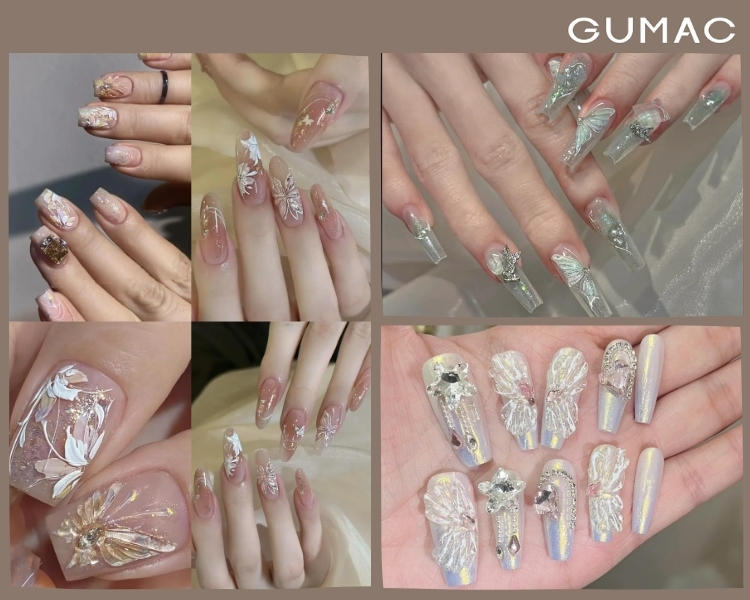 mau nail buom hoa tiet cau ky