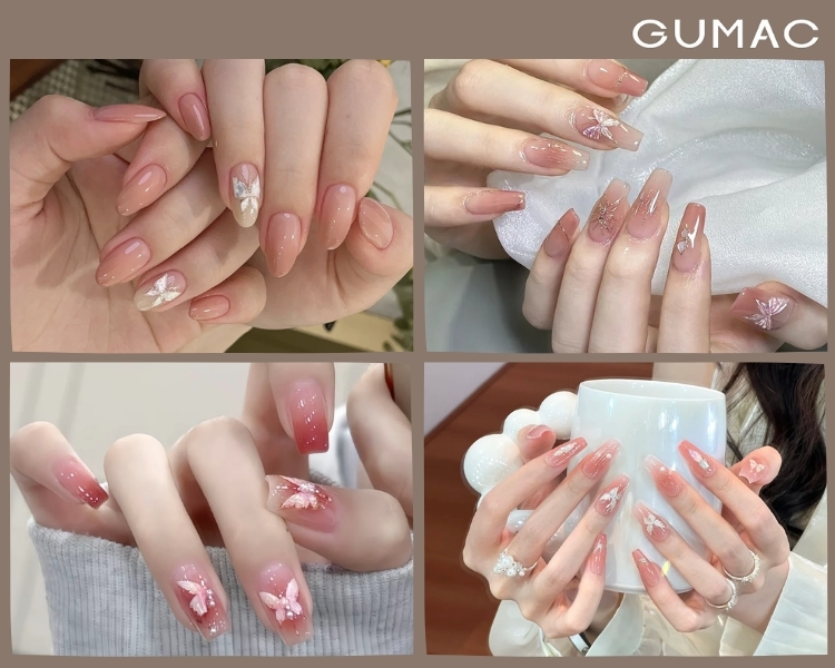 mau nail buom hong nhe