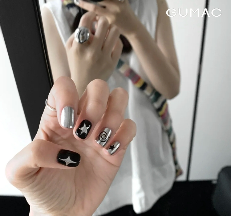 mau nail trang guong dep