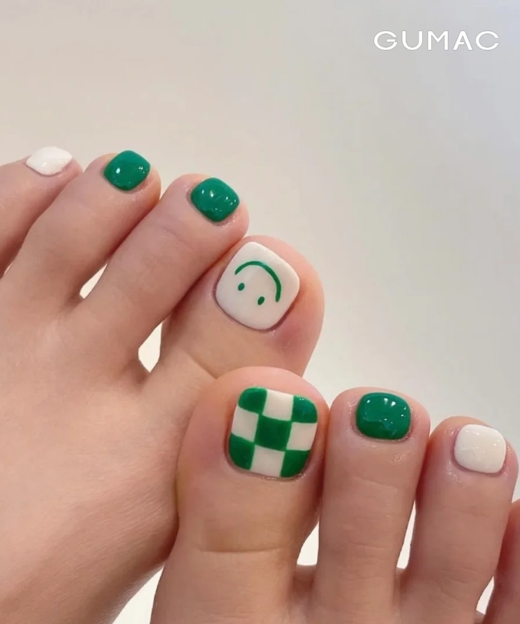 nail chan xanh nhe nhang dep