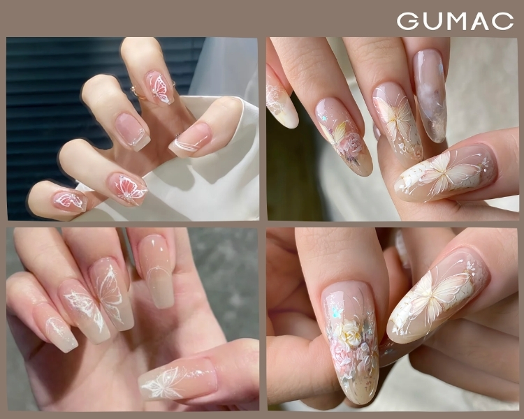 mau nail con buom vien trang