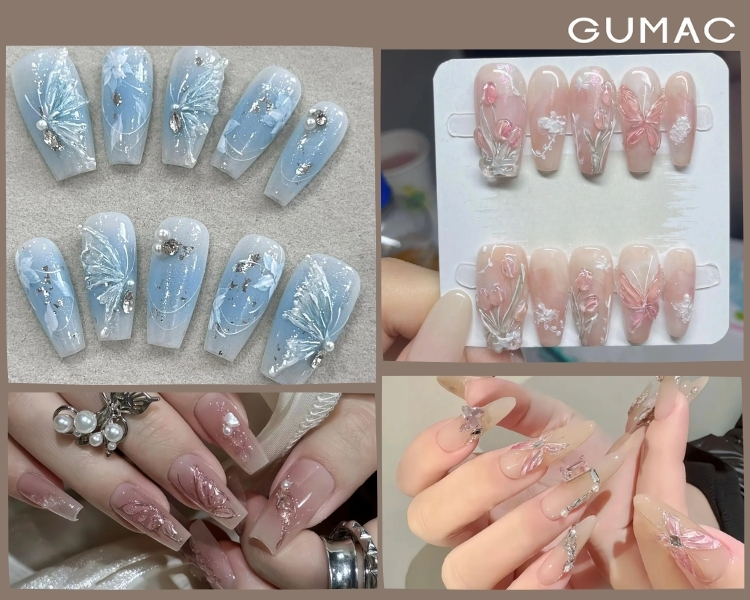 mau nail gel hinh con buom