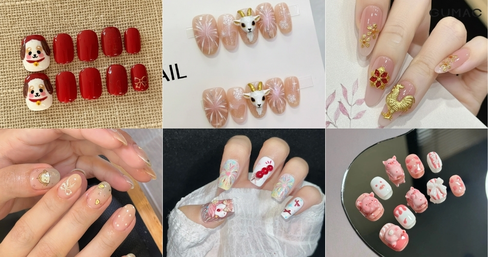 mau nail hoa tiet 12 con giap dep
