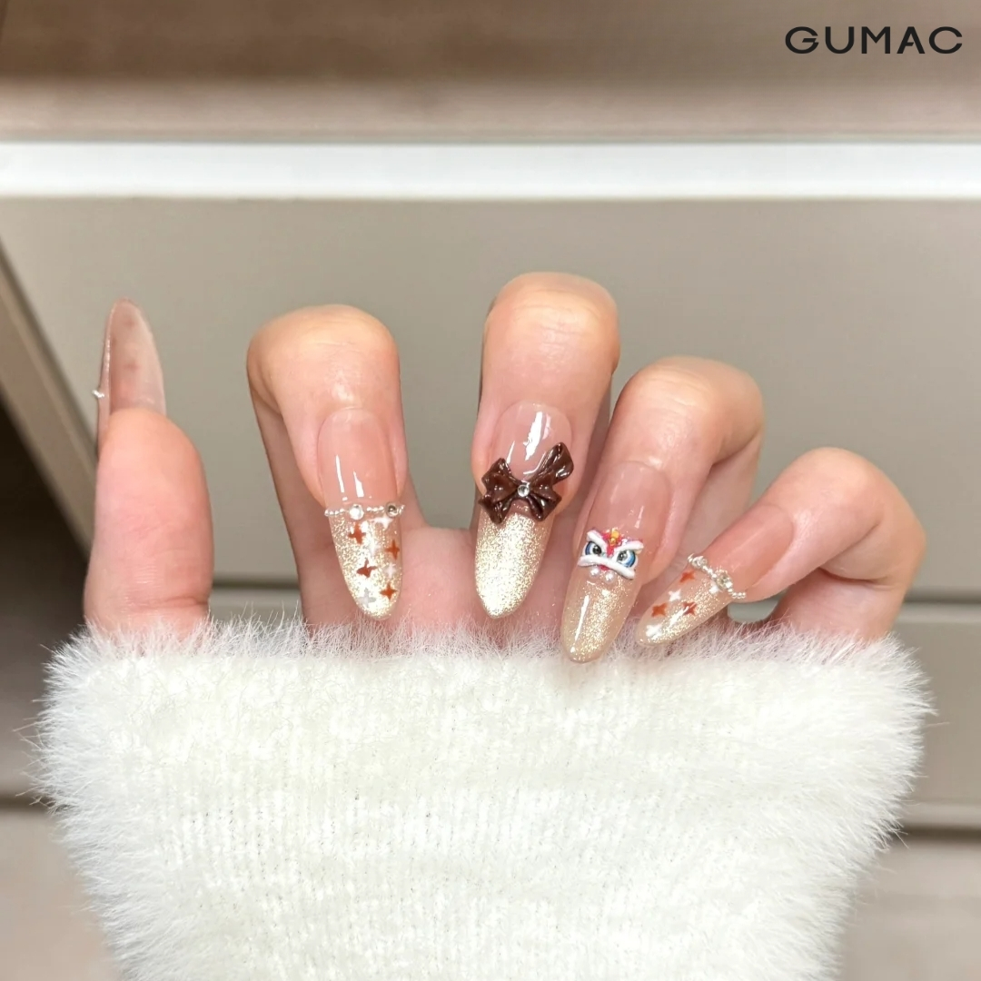 mau nail mong nhon tron tet