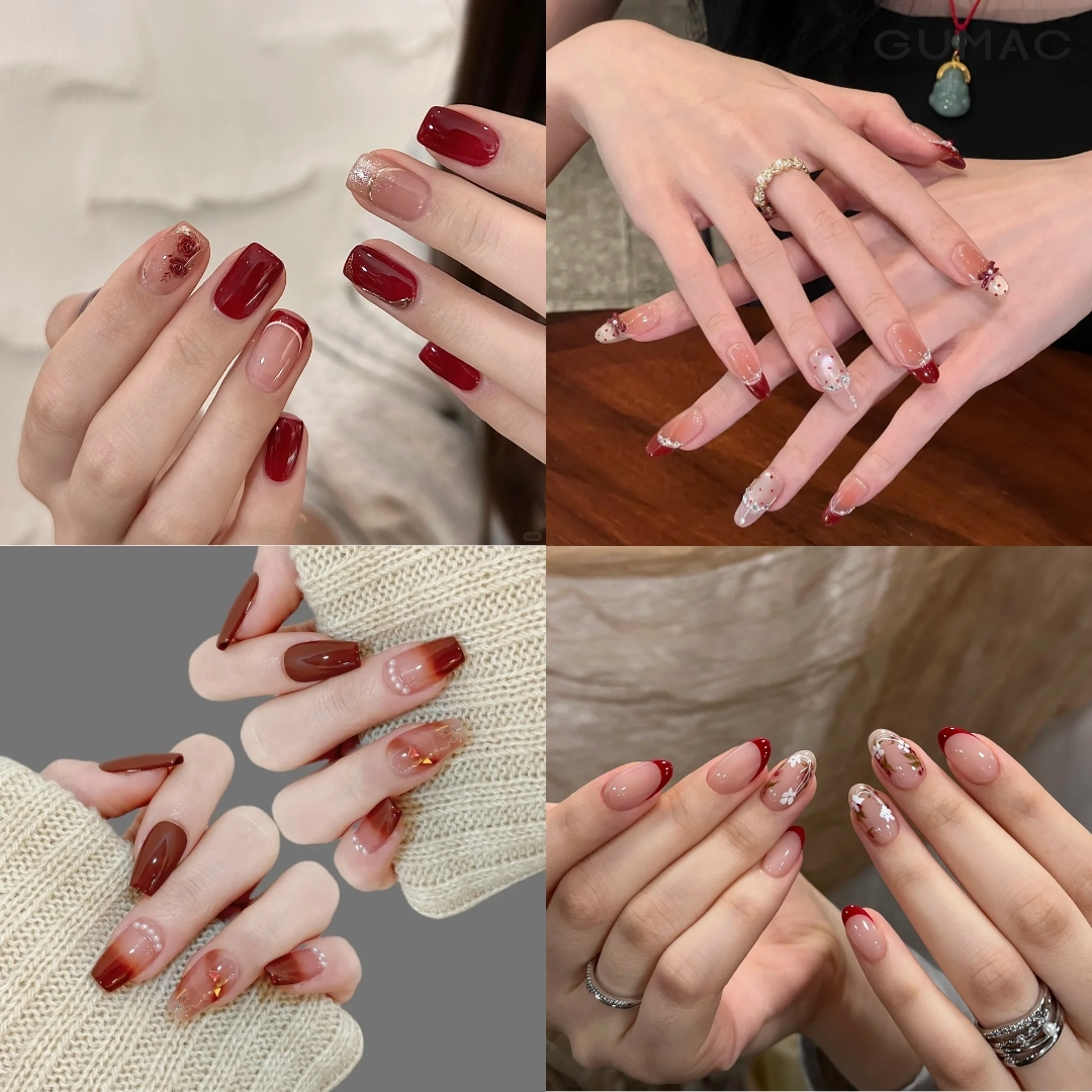 mau nail tet mau do ruc ro