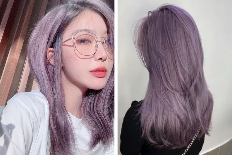 Gợi ý tóc màu tím khói Ombre Gợi ý tóc màu tím khói Ombre