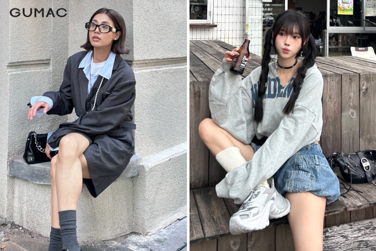 Màu xanh denim phối với xám Màu xanh denim phối với xám