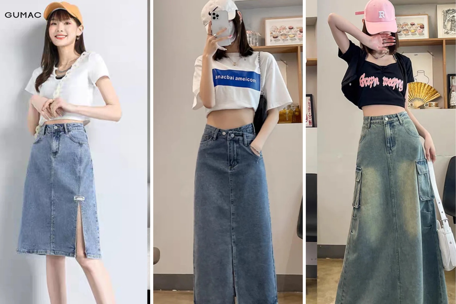 Tạo đường nét gợi cảm cùng áo croptop form rộng và chân váy xẻ tà ao croptop form rong va chan vay xe ta