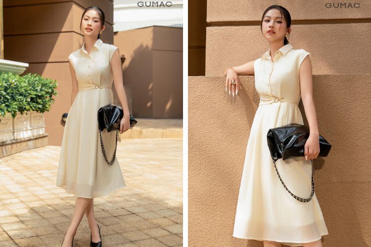 Váy đầm công sở tay liền thắt eo Váy đầm công sở tay liền thắt eo