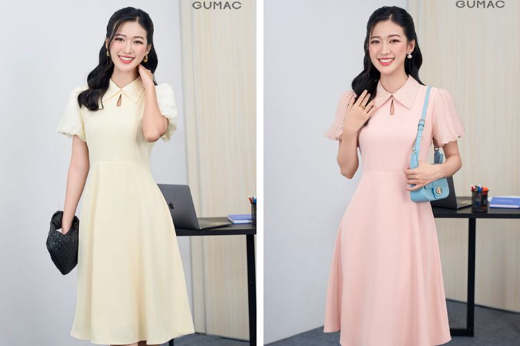 Đầm xòe tay bồng Đầm xòe tay bồng