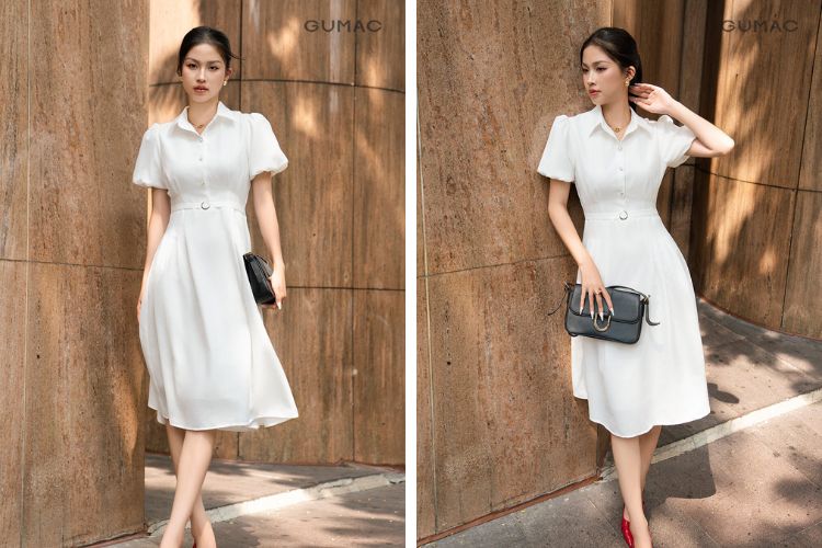 Váy đầm sơ mi tay phồng Váy đầm sơ mi tay phồng