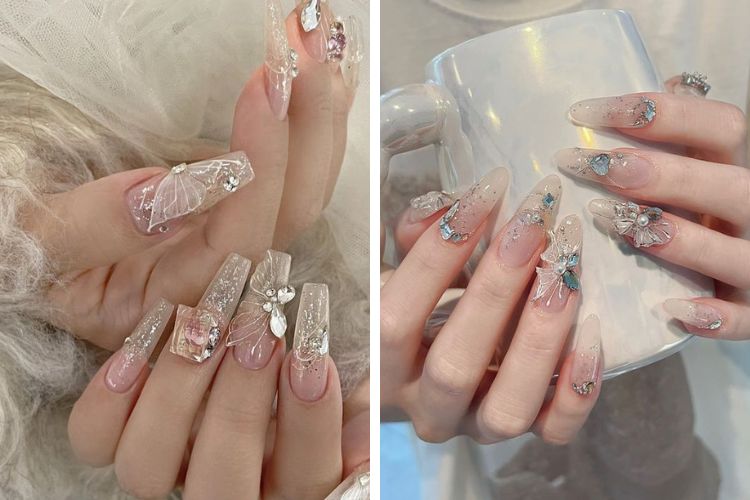 nail cau ky cho co dau mẫu nail cô dâu cầu kỳ