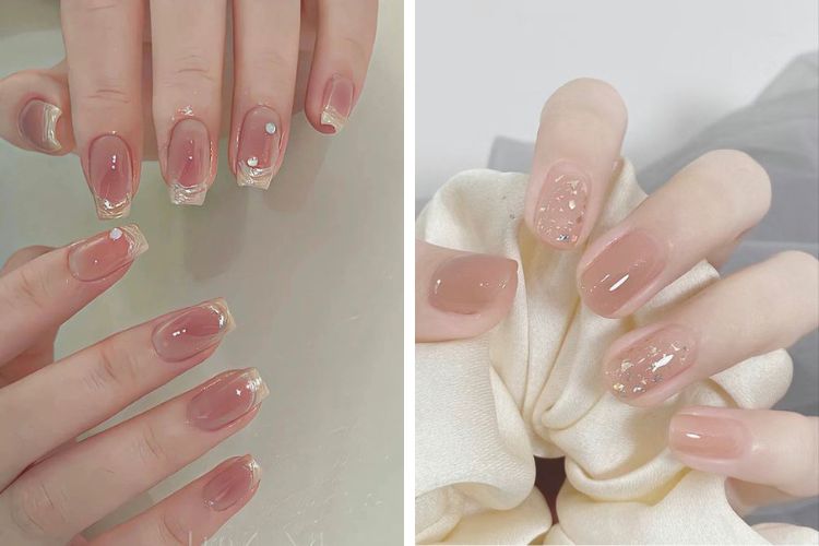 nail co dau don gian mẫu nail cô dâu đơn giản