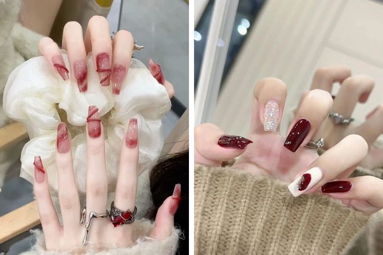 nail co dau mau do nail cô dâu màu đỏ