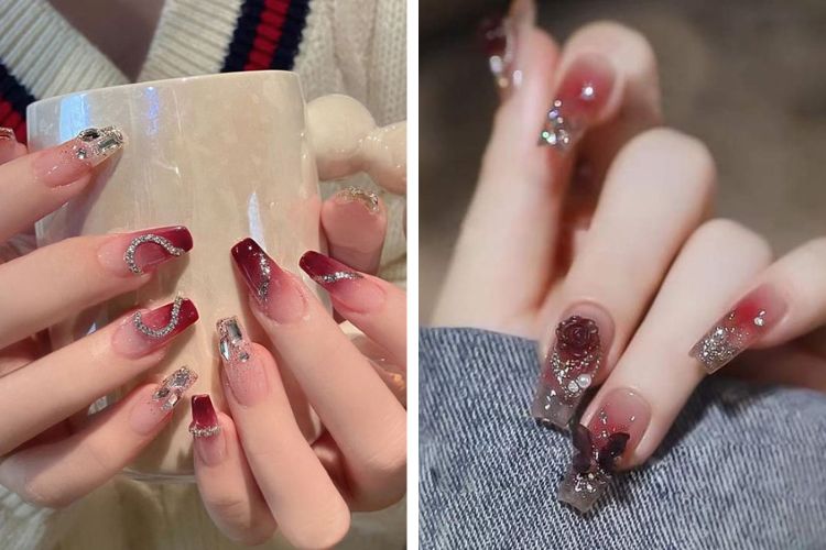 mau nail mau do cho co dau nail màu đỏ cho cô dâu