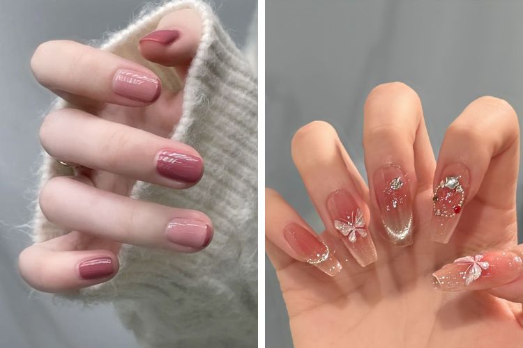 nail co dau mau hong nail cô dâu màu hồng