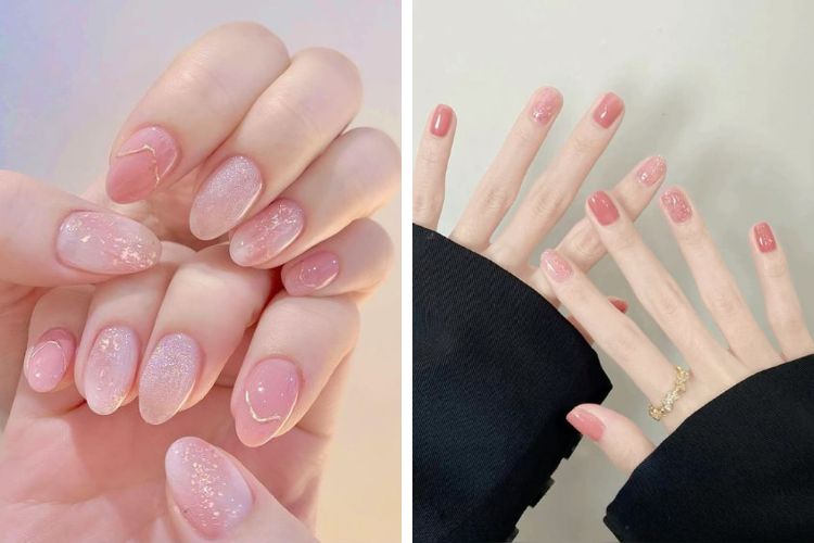 nail mau hong cho co dau nail màu hồng cho cô dâu