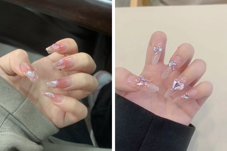 nail co dau trong suot nail cô dâu trong suốt