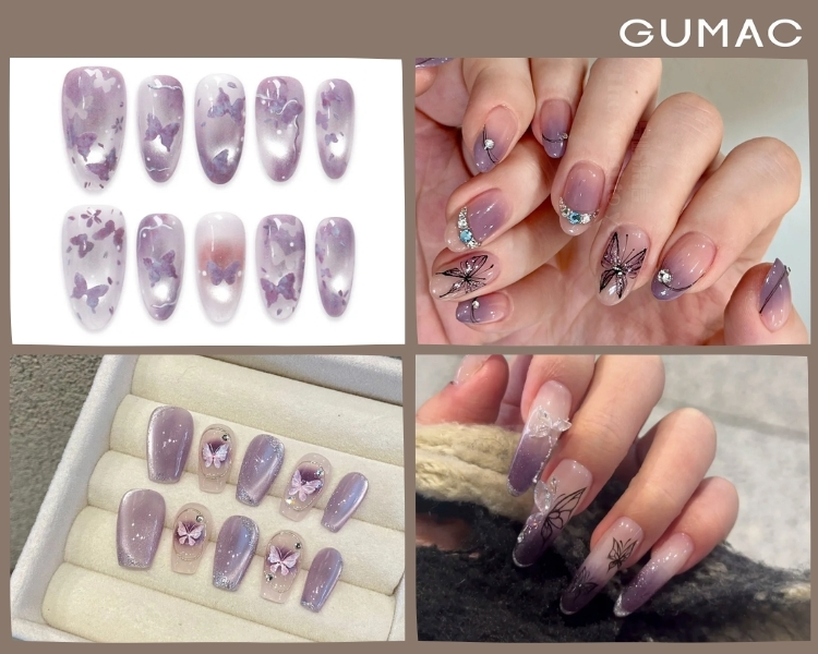 nail con buom tim trang