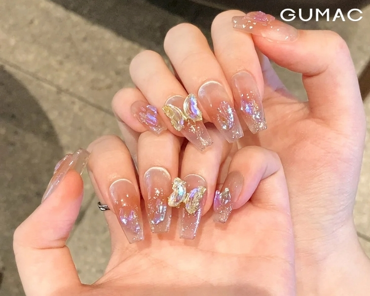 nail hologram buom doi mau